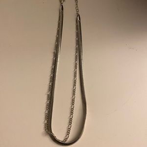 Silver double necklace